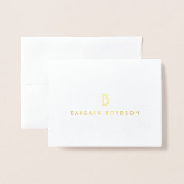 Vintage Modern Monogram-mappat Guld-kort för först Folierat Kort