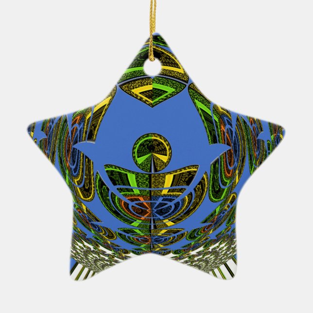 Vintage modern Motif Julgransprydnad Keramik (Framsidan)