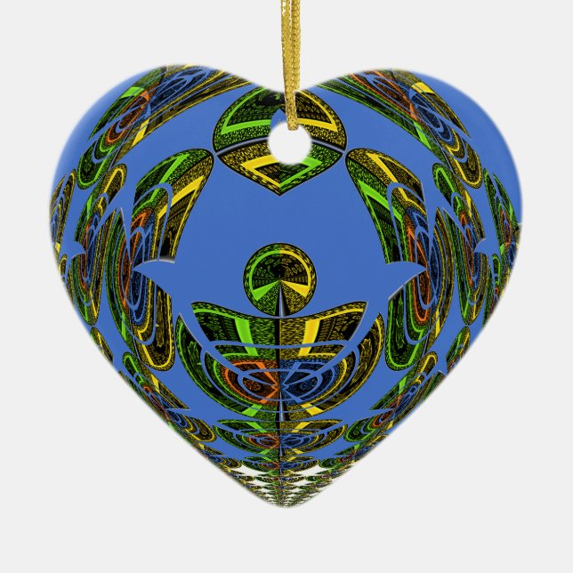 Vintage modern Motif Julgransprydnad Keramik (Framsidan)
