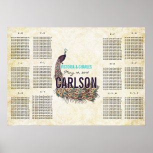 Vintage Modern Påfågel Placeringsplan Poster