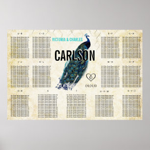 Vintage Modern Peacock-sätesdiagram Poster