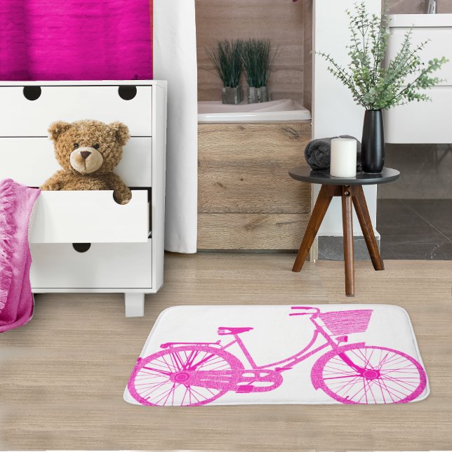 Vintage Modern Pinkish Lila Bicycle Badrumsmatta (Skapare uppladdad)