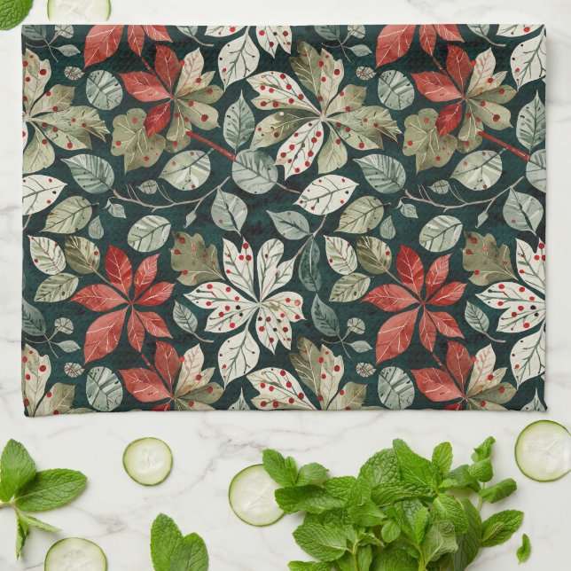 Vintage Modern Poinsettias Kitchen Towel Kökshandduk (Vikta)