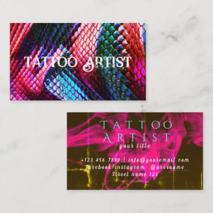 Vintage Modern Snake Neon Tattoo Artist Visitkort