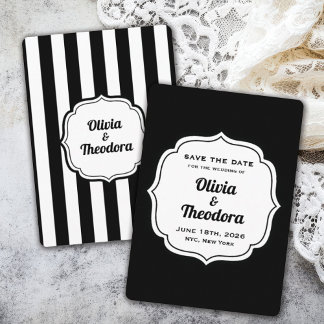 Vintage Modern Stripe Save the Date Cards Inbjudningar