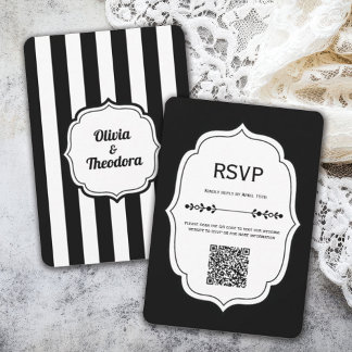 Vintage Modern Stripe Wedding Online RSVP Cards OSA Kort