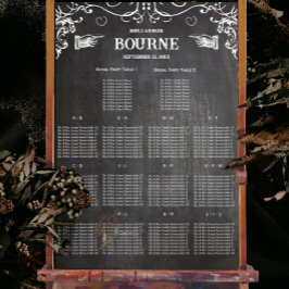 Vintage Modern Svart Kritskriva Bord Placeringspla Poster