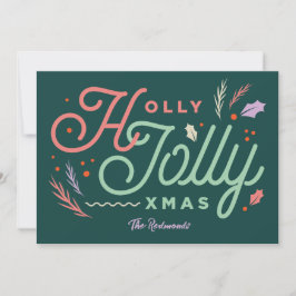 Vintage Modern Tallrik Grön Xmas-kort Julkort