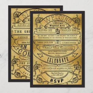Vintage Modern typografi Biljett Bröllopsinbjudan Inbjudningar
