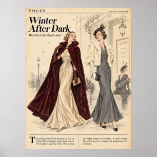 Vintage modetidskrifter Sidor, Retro mode Poster