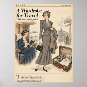 Vintage modetidskrifter Sidor, Retro mode  Poster
