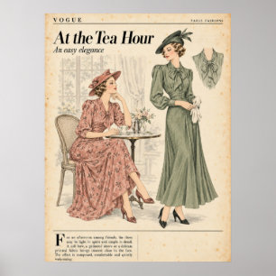 Vintage modetidskrifter Sidor, Retro mode Poster