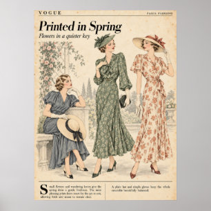 Vintage modetidskrifter Sidor, Retro mode  Poster