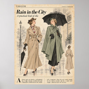 Vintage modetidskrifter Sidor, Retro mode Poster