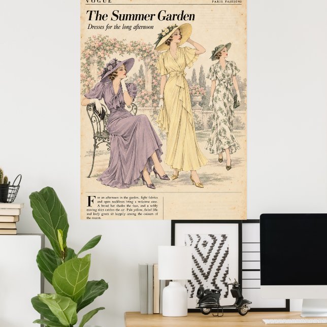 Vintage modetidskrifter Sidor, Retro mode  Poster (Hemmakontoret)