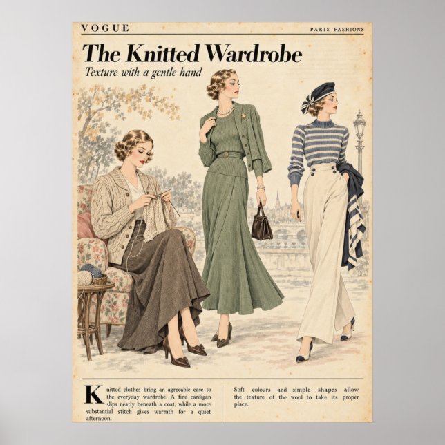 Vintage modetidskrifter Sidor, Retro mode  Poster (Framsidan)