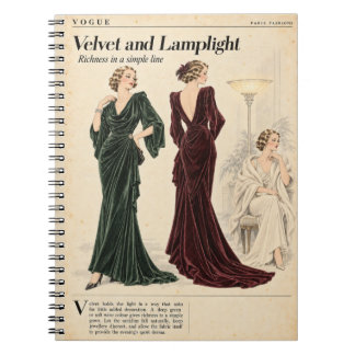 Vintage modetidskriftssidor, Antik stil Anteckningsbok