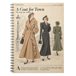 Vintage modetidskriftssidor, Antik stil Anteckningsbok