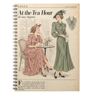 Vintage modetidskriftssidor, Antik stil Anteckningsbok