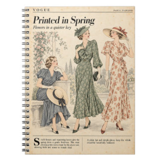 Vintage modetidskriftssidor, Antik stil Anteckningsbok