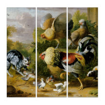 Vintage Modig Katt bland Tuppar