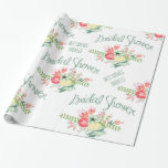 Vintage Möhippa Flowers Wrapping Papper Presentpapper<br><div class="desc">Denna vackra,  vintage,  blommigt möhippa som omsluter papper kommer att trilla bruden när hon ser sin namn skingras över pappra.</div>