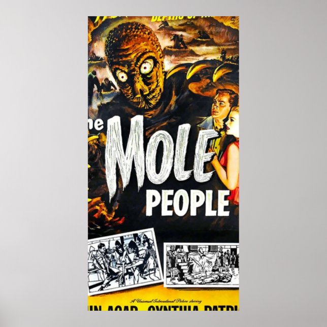 Vintage Mole People Horror Movie Poster (Framsidan)