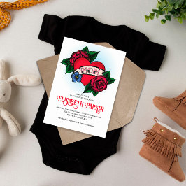 Vintage Mom Tattoo Baby Shower Inbjudan