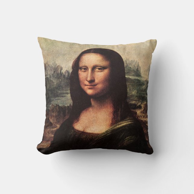Vintage Mona Lisa Kudde Leonardo DaVinci (Framsida)