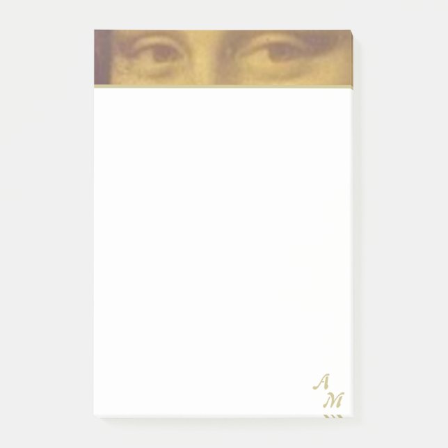 Vintage Mona Lisa Öga & Monogram Post-it Block (Framsida)