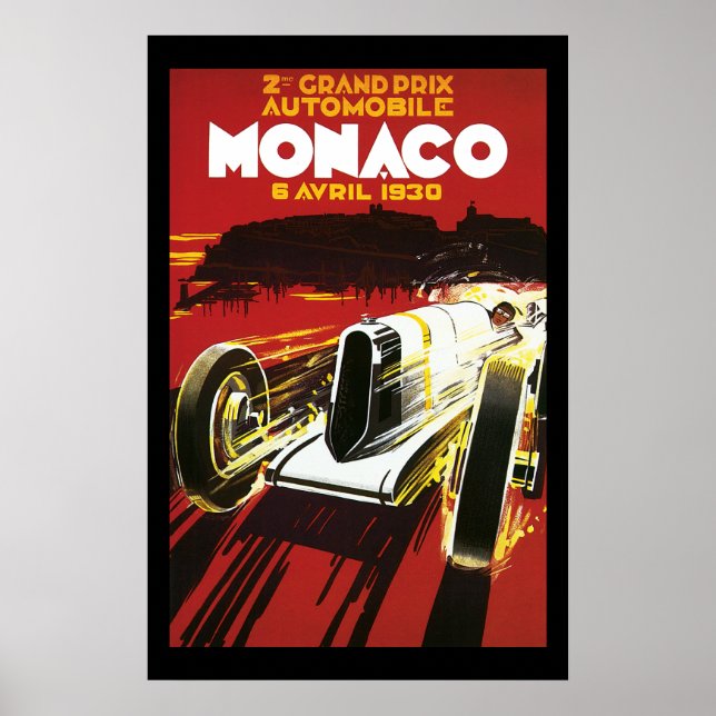 Vintage Monaco Car Road Tävling Poster (Framsidan)