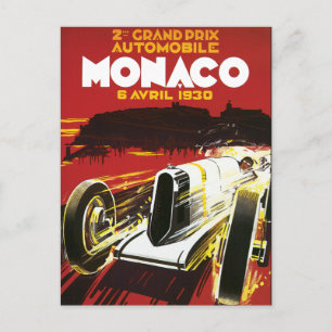 Vintage Monaco Car Road Tävling Poster Vykort