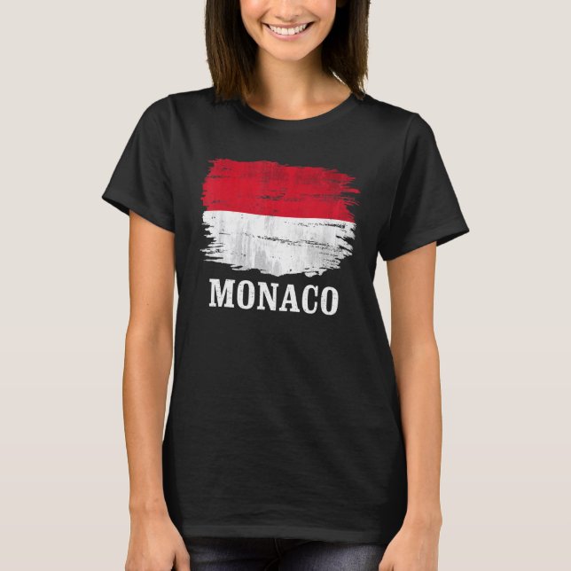 Vintage Monaco Flagga T Shirt (Framsida)