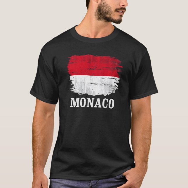 Vintage Monaco Flagga T Shirt (Framsida)