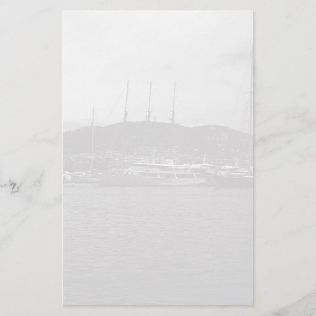 Vintage Monaco Furstendömet Hamnen 1970 Brevpapper (Framsida)