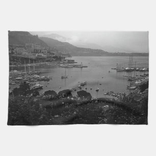 Vintage Monaco Furstendömet hamnen Kökshandduk