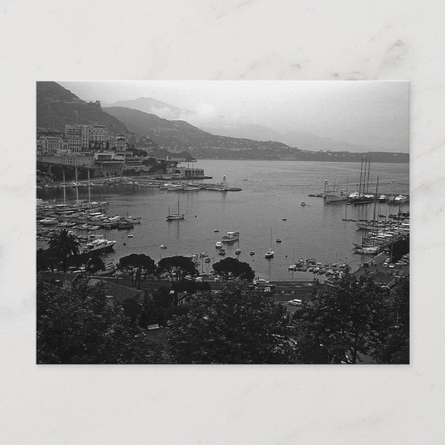 Vintage Monaco Furstendömet hamnen Vykort (Framsida)