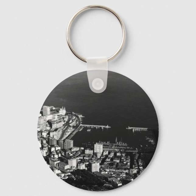 Vintage Monaco Furstendömets hamnöversikt Nyckelring (Framsida)