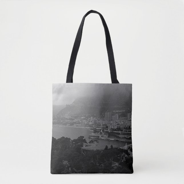 Vintage Monaco Monte Carlo kusten view Tygkasse (Framsida)