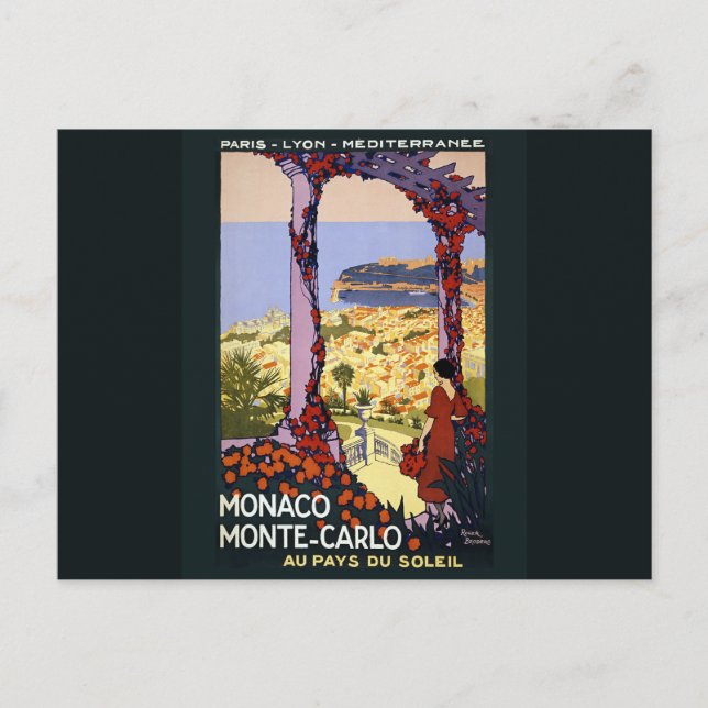 Vintage Monaco Monte Carlo-vykort Vykort (Framsida)