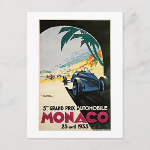 Vintage Monaco Tävla Grand Prix Vykort