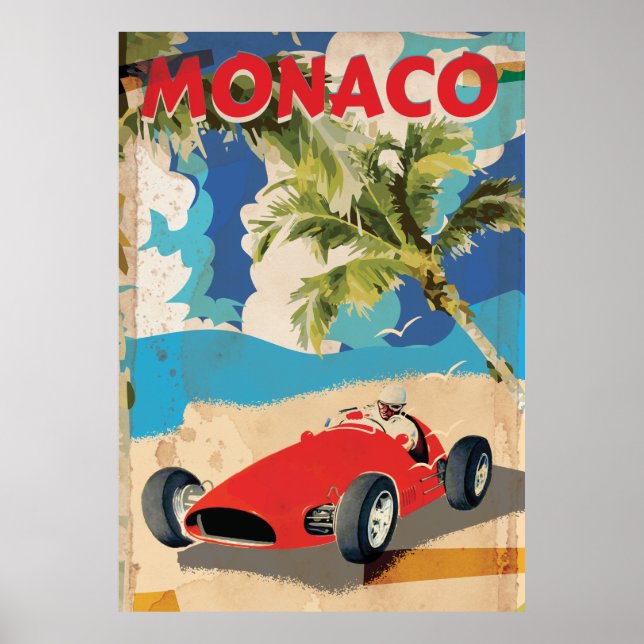 VINTAGE MONACO TÄVLA TRAVEL POSTER (Framsidan)