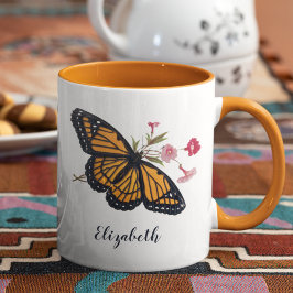 Vintage Monarch Butterfly med Namn Cute Colorful Mugg