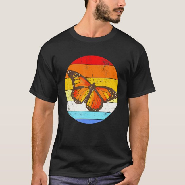 Vintage Monark Fjäril Retro Larv T Shirt (Framsida)