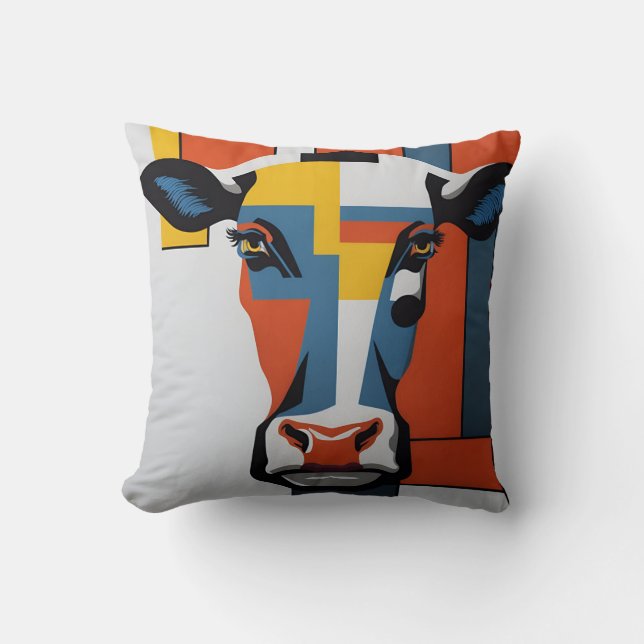 vintage mondrian animal cow 2 kudde (Framsida)