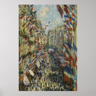 Vintage Monet Fransk Flagga Paris Gatuart Poster