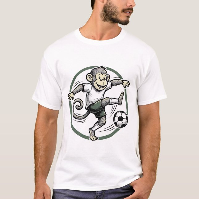 Vintage Monkey Fotbollsspelare Gravyr T-Shirt Desi (Framsida)