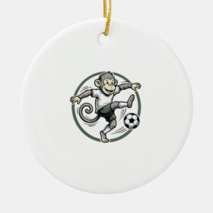 Vintage Monkey Fotbollsspelare Gravyr T-Shirt Desi Julgransprydnad Keramik