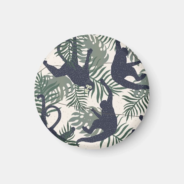 Vintage Monkey Pattern Magnet (Framsidan)