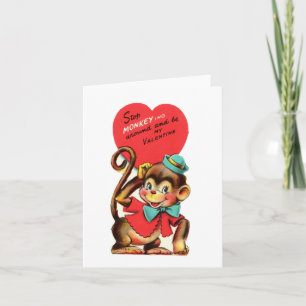 Vintage Monkey Valentine Kort